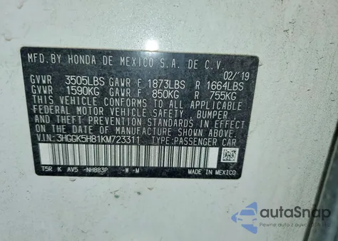 2019 Honda Fit Ex из США, поврежденный, VIN 3HGGK5H81KM723311